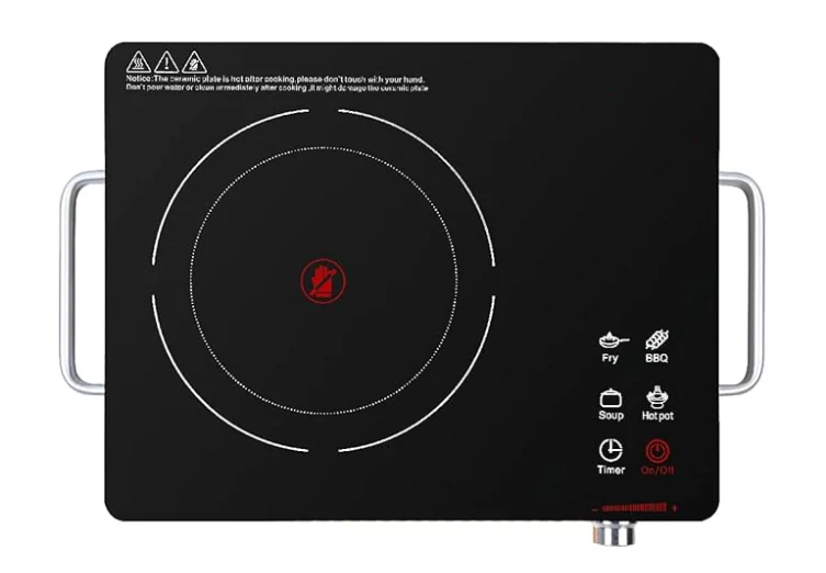 Commercial kitchen equipment with glass-ceramic panel