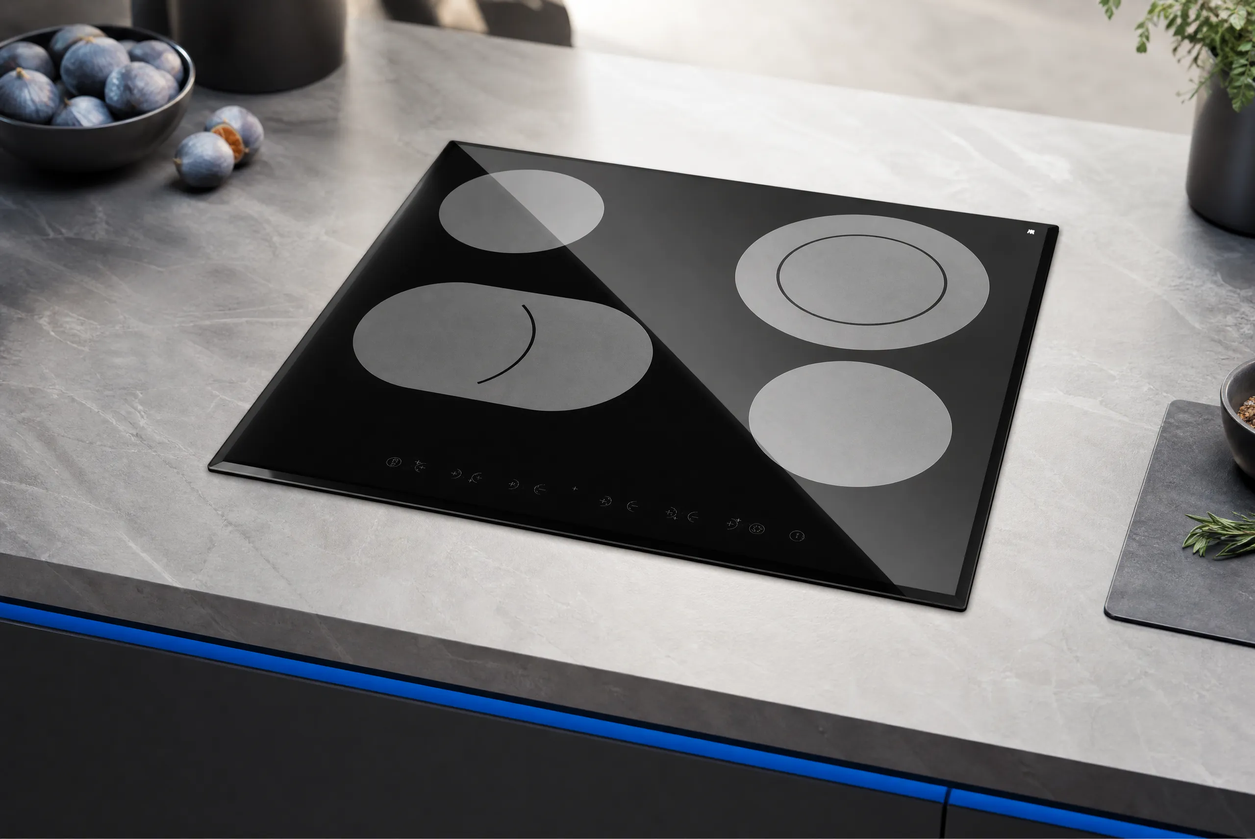 Cooktop panel reference used to locate a changed drawing feature