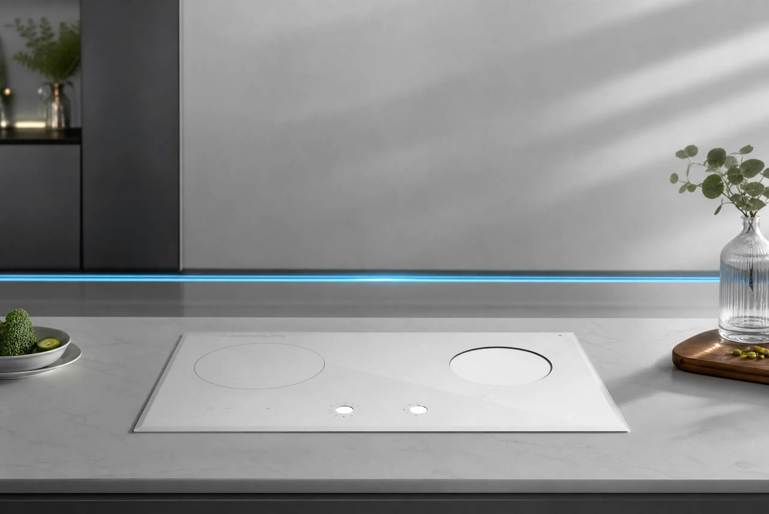 White glass-ceramic cooktop panel product context for a documented enquiry