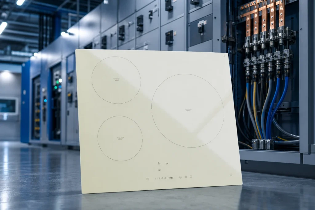 microwave glass ceramic panels — KANGER official product with illustrative background (not a real site photo)