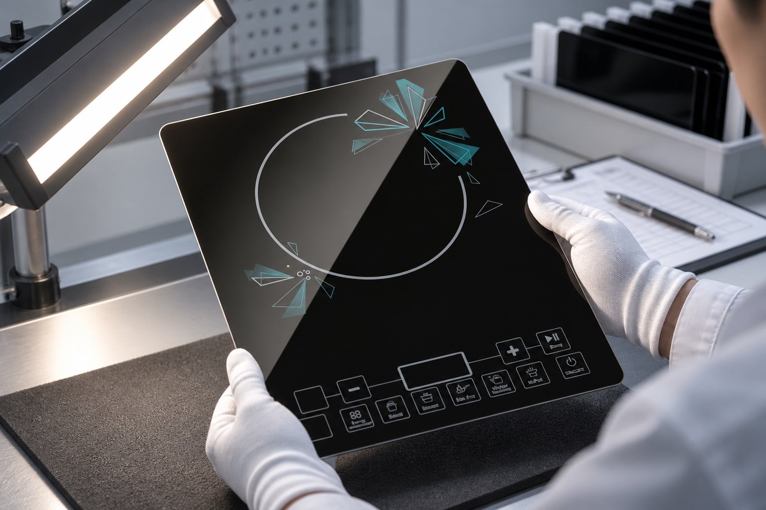 How to Specify Durable Screen Printing on Black Ceramic Glass — verification setup