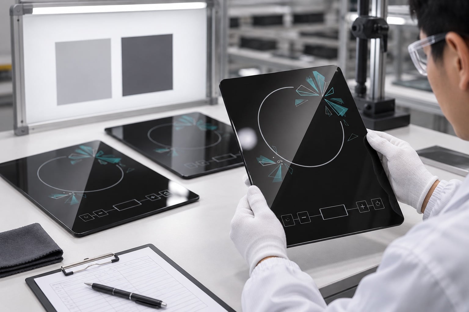 Optical Inspection Criteria for Black Ceramic Glass: Color, Haze, and Surface Defects — verification setup