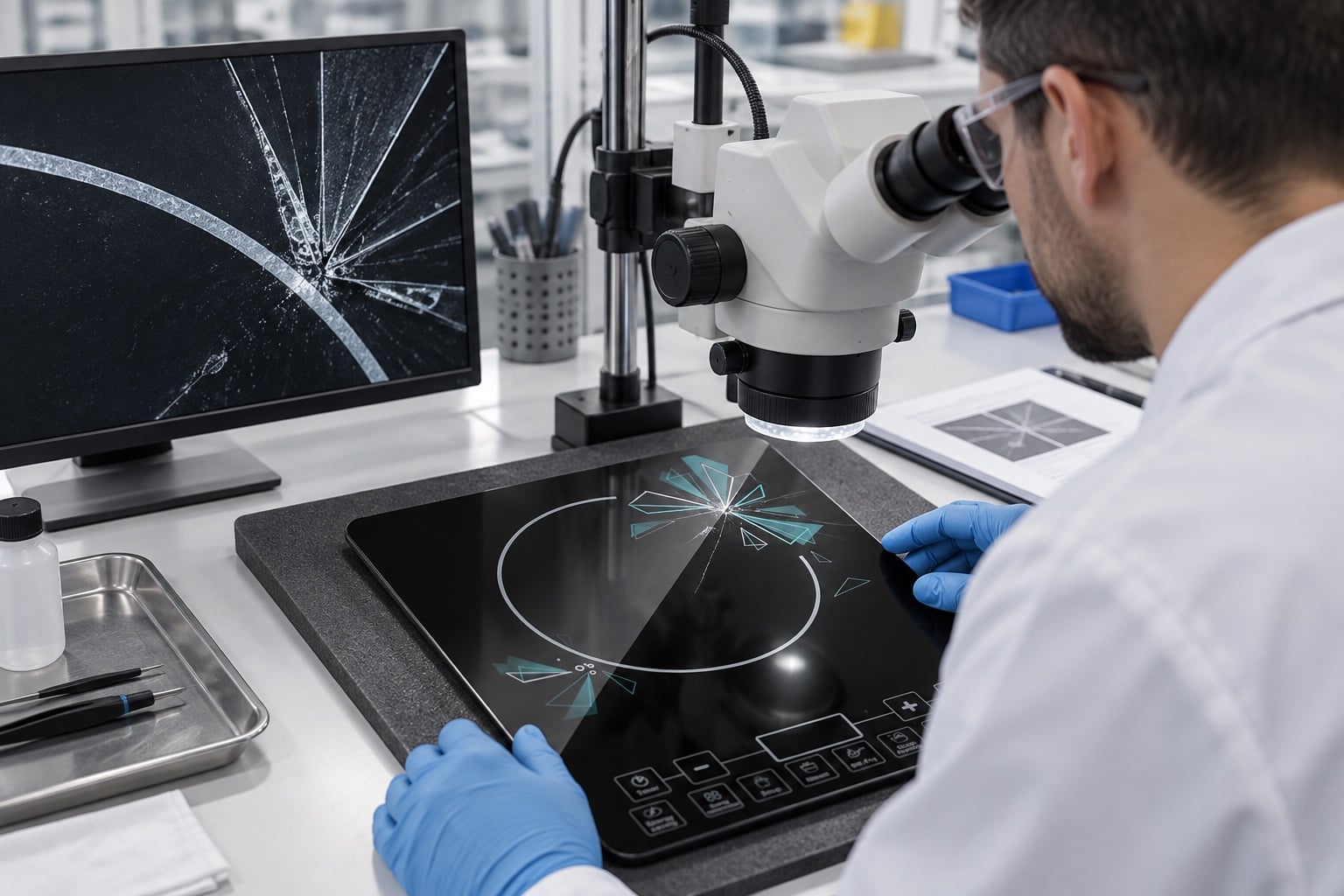 Black Ceramic Glass Failure Analysis: Cracks, Chipping, Warping, and Discoloration — engineering inspection