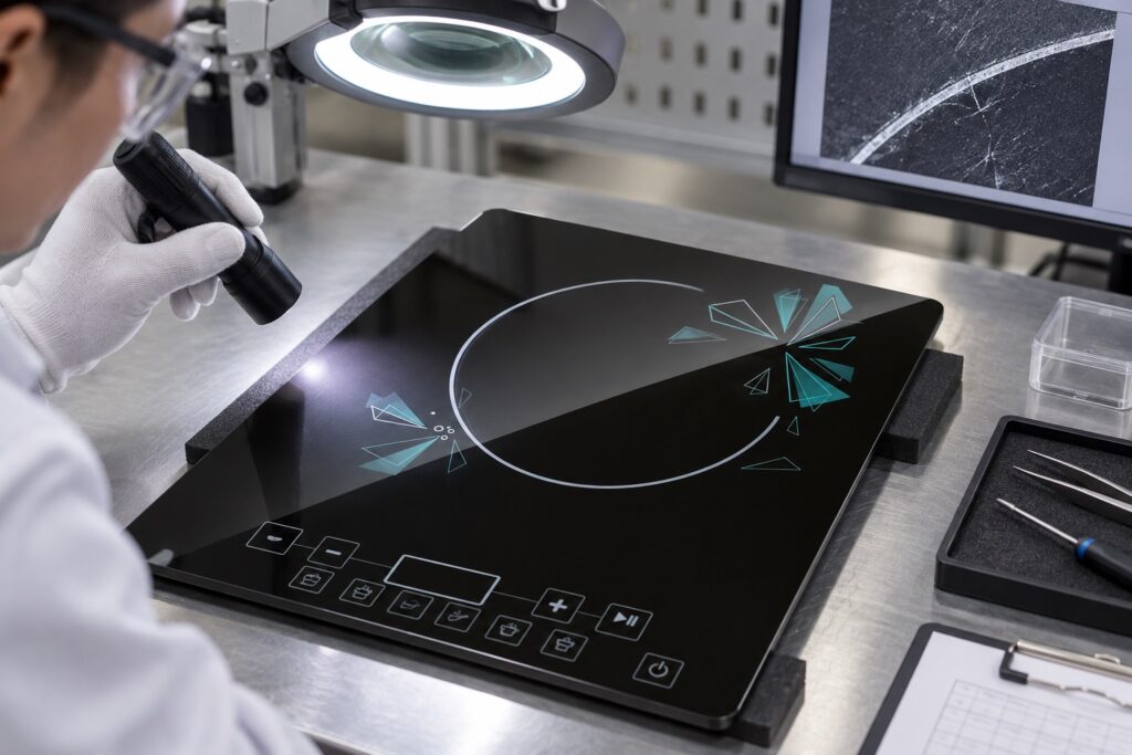 Black Ceramic Glass Failure Analysis: Cracks, Chipping, Warping, and Discoloration — featured engineering scene