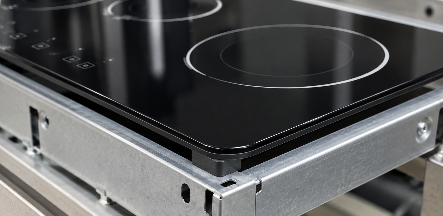 glass ceramic cooktop panel mounting clearance design detail
