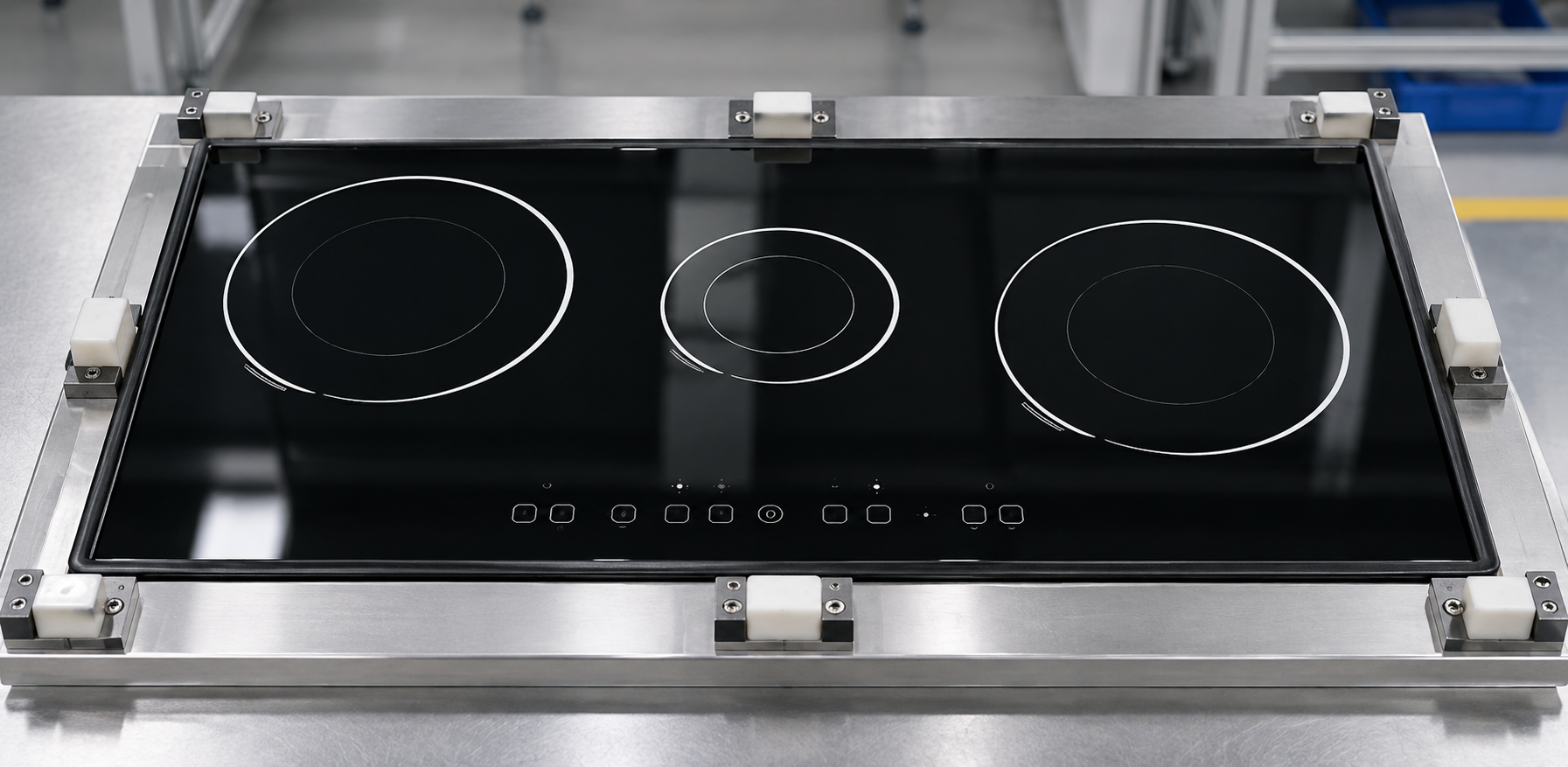 glass ceramic cooktop panel sealing interface design inspection setup