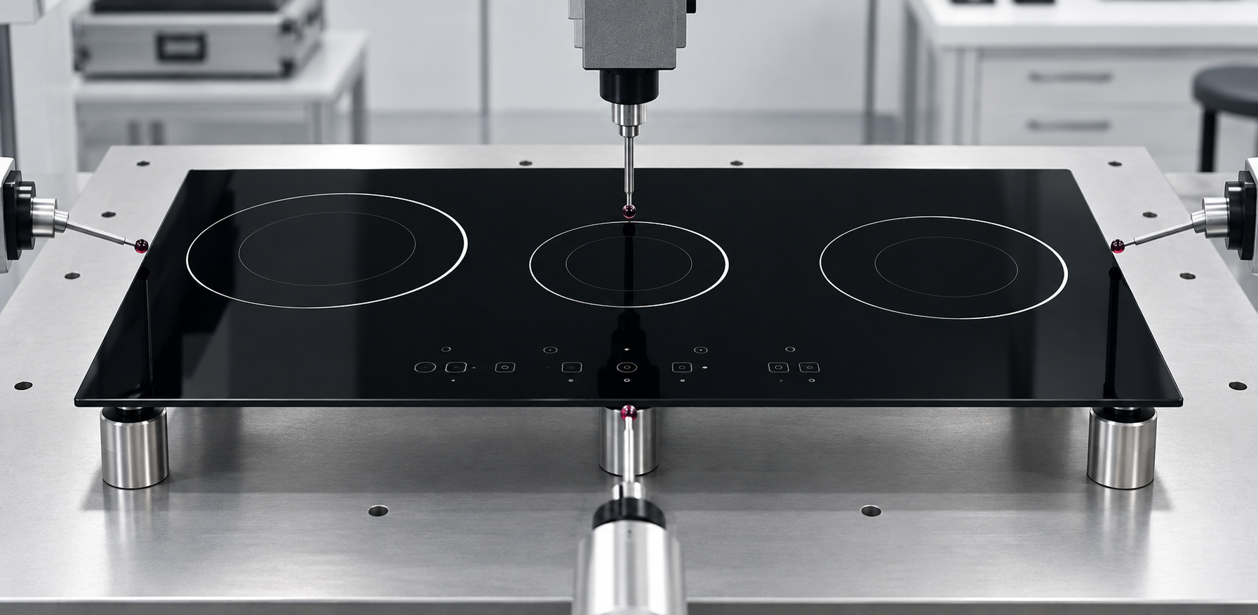 glass ceramic cooktop panel flatness tolerance inspection setup
