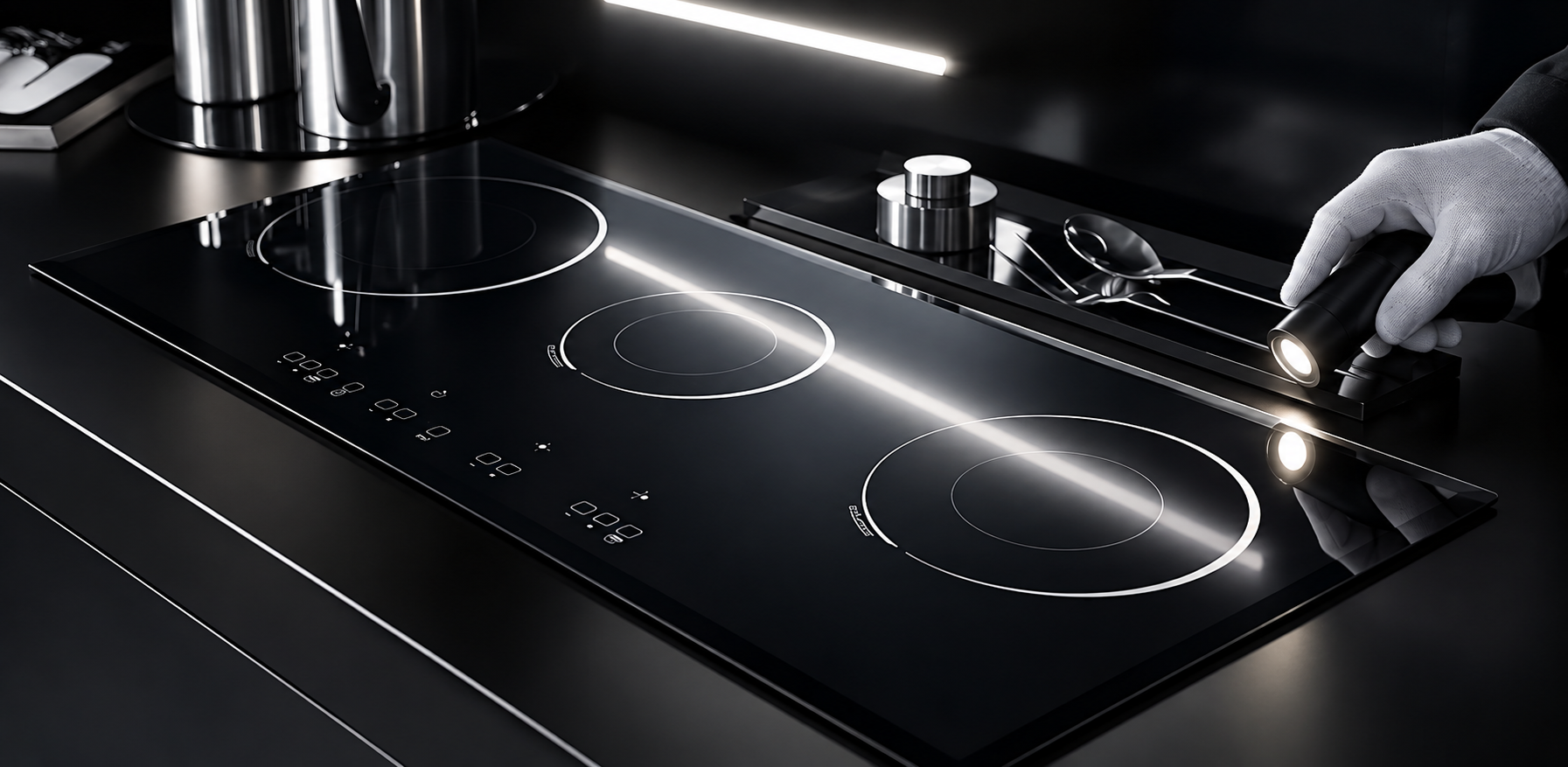 glass ceramic cooktop panel optical inspection detail