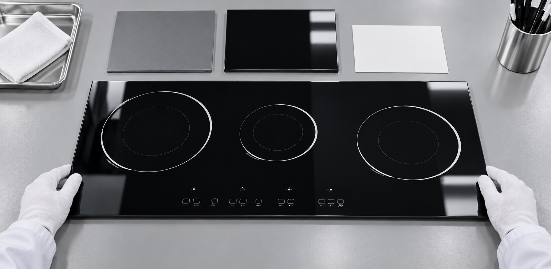 glass ceramic cooktop panel optical inspection process
