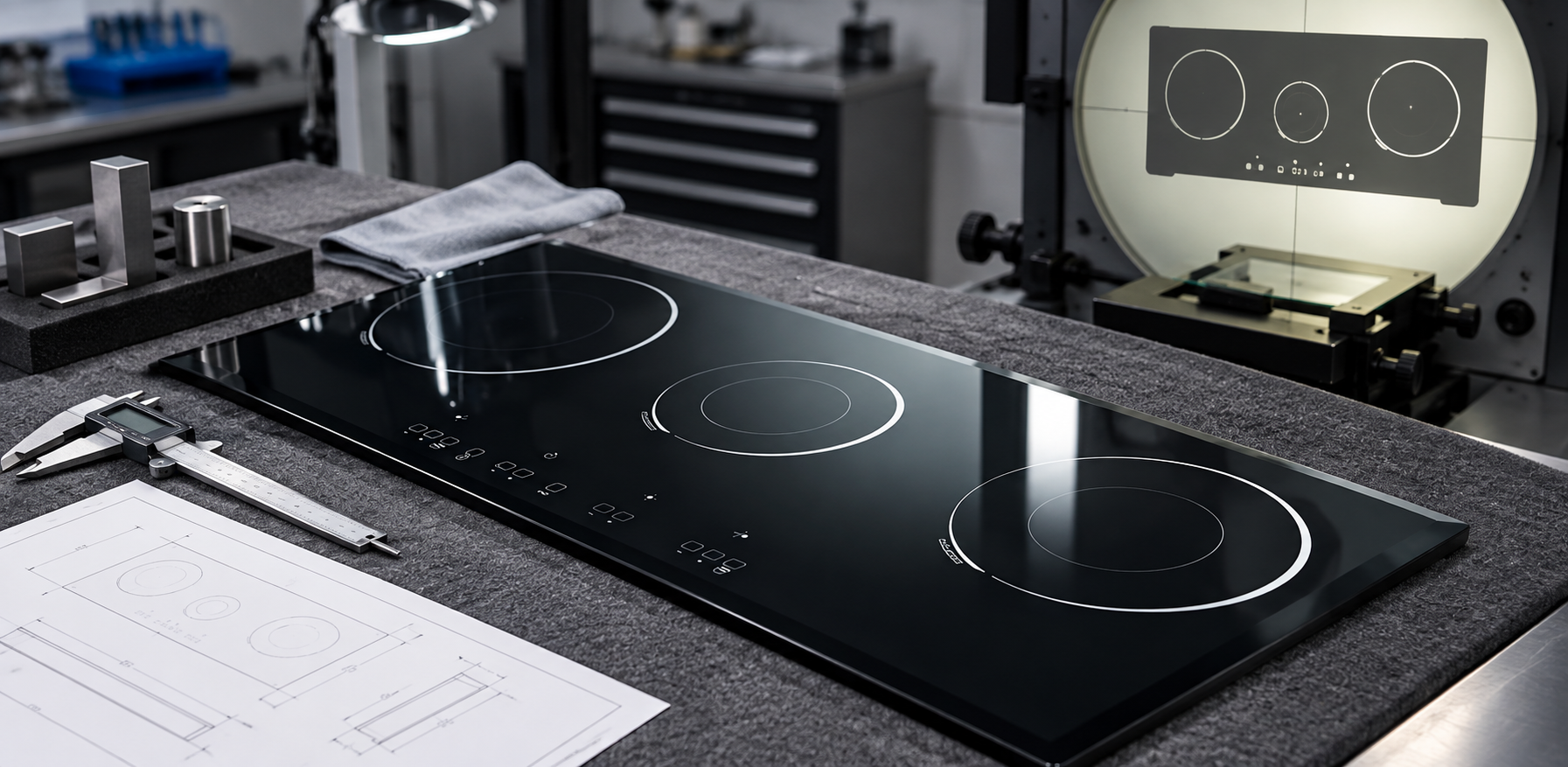 induction cooker glass corner radius specification validation setup