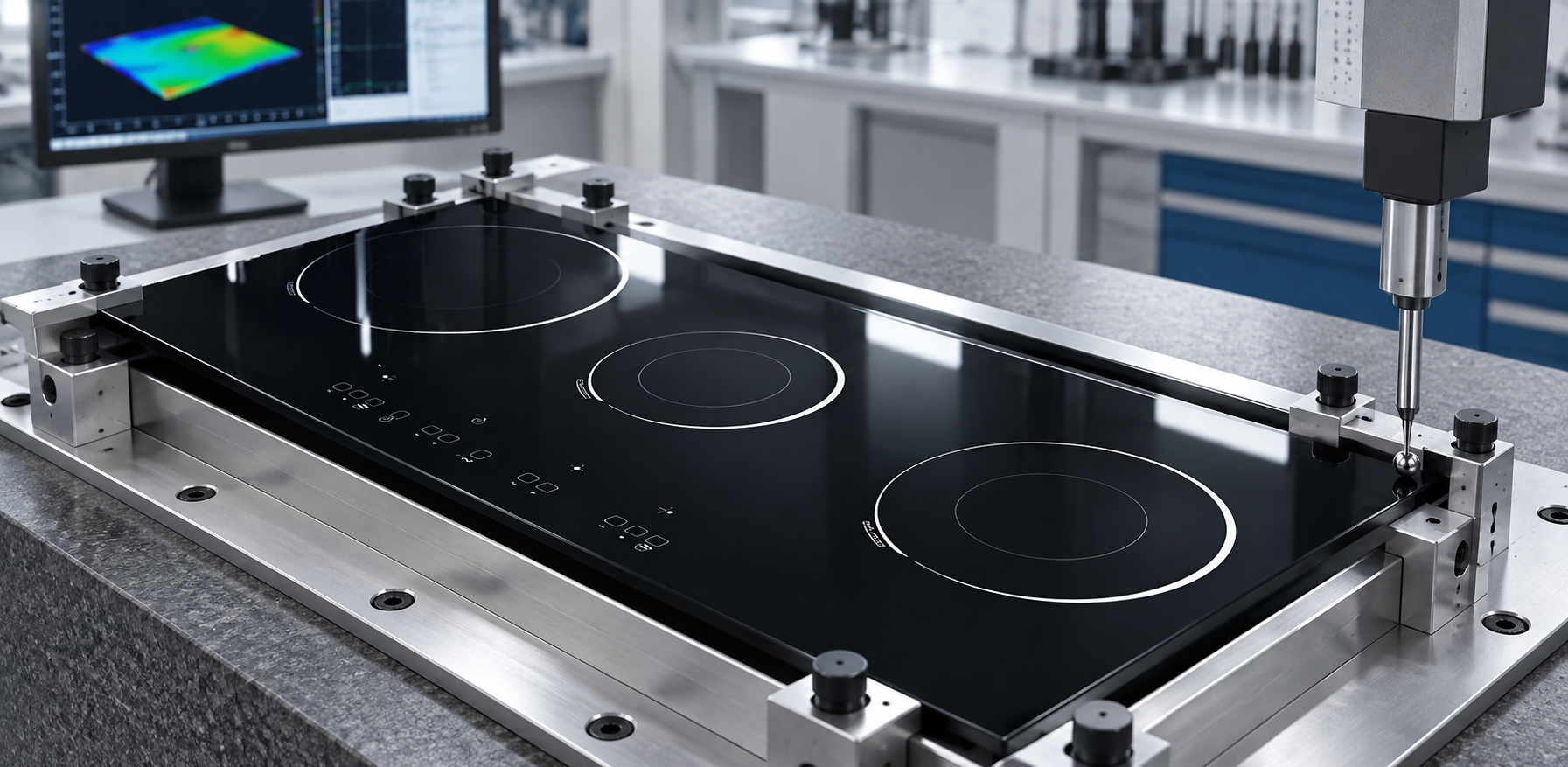 infrared cooker glass flatness tolerance inspection setup