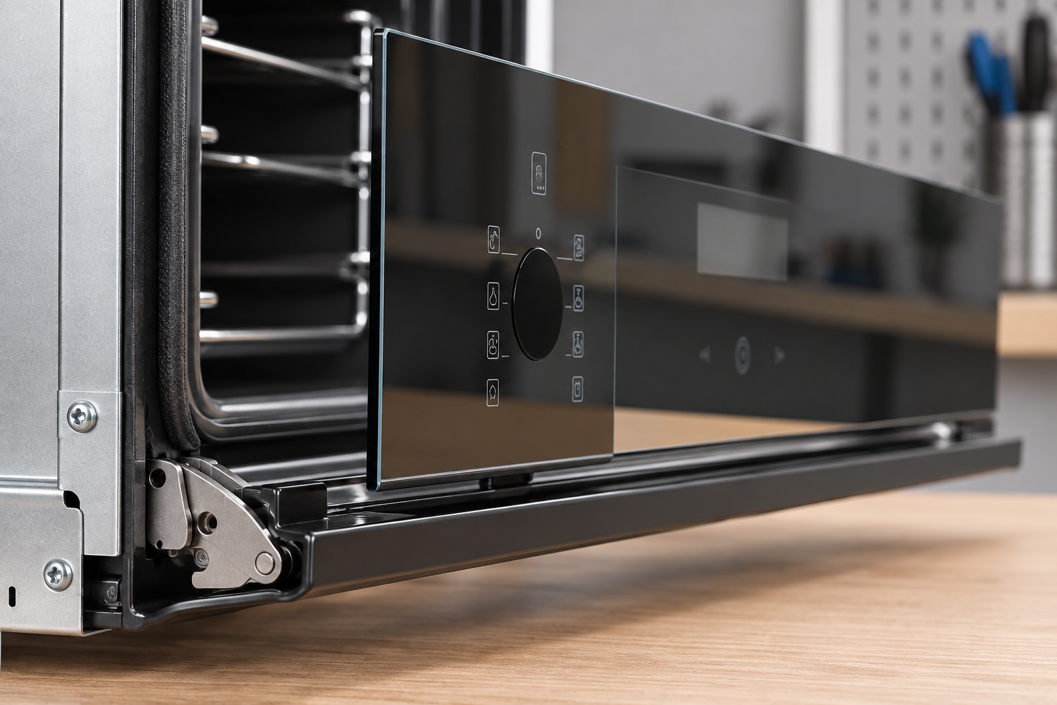 oven door glass mounting clearance design detail
