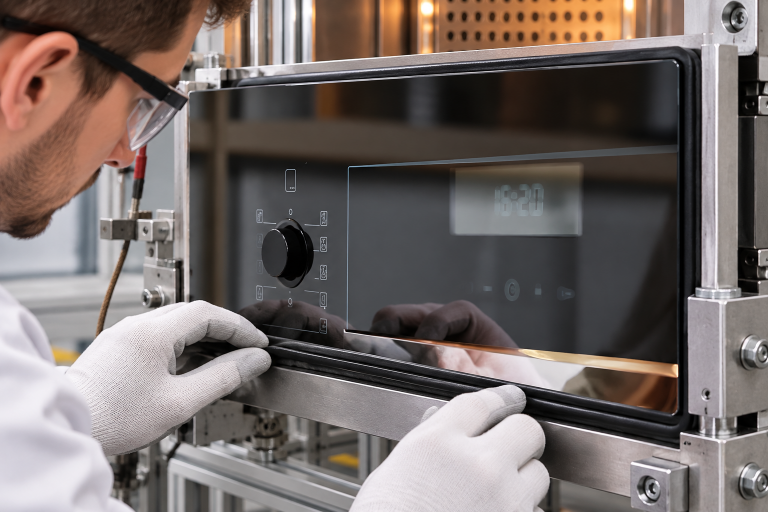 oven door glass sealing interface design verification setup