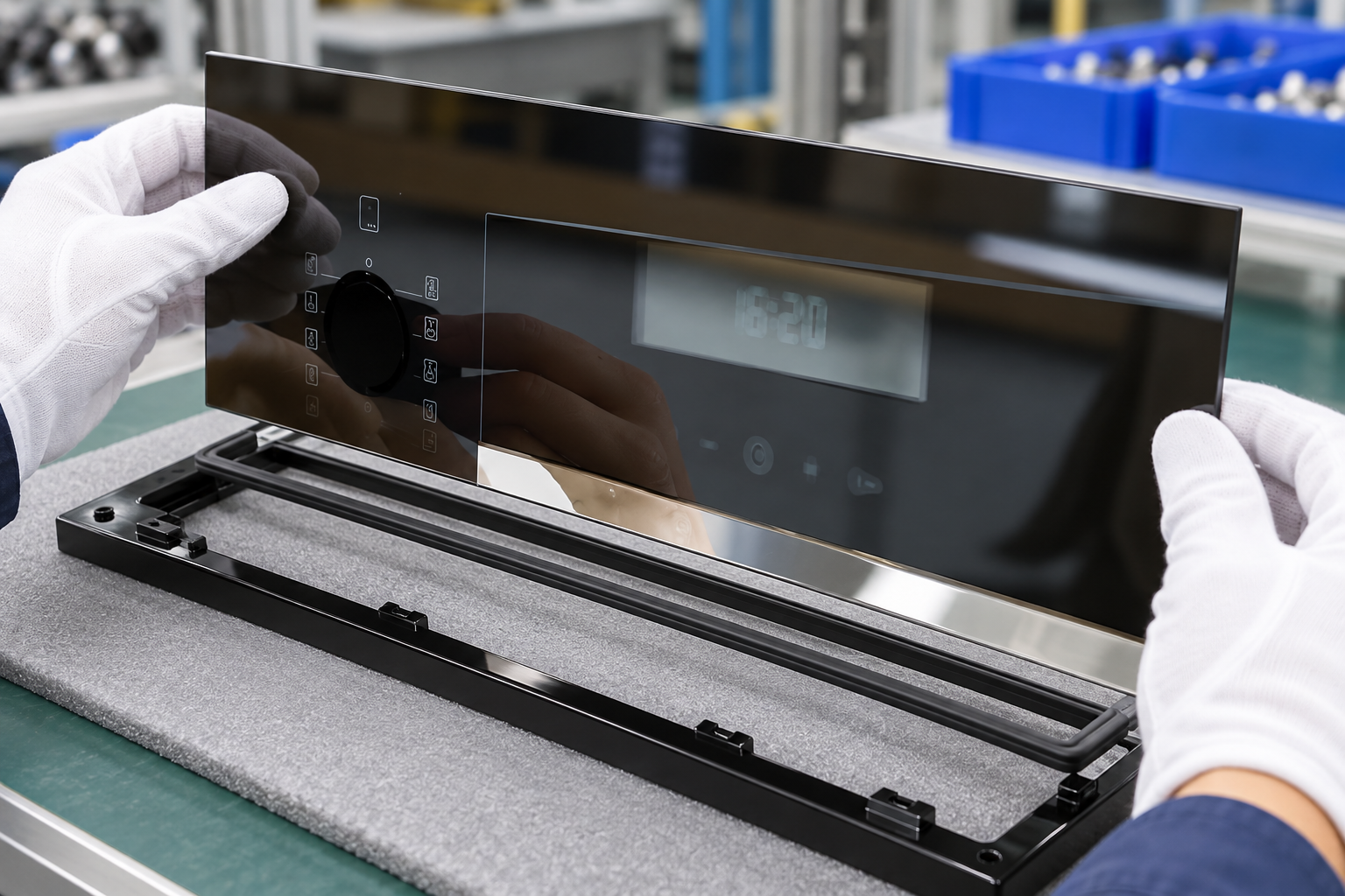 appliance control panel glass sealing interface design detail