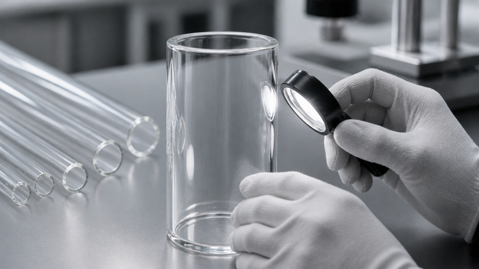 Borosilicate coffee maker glass inspected for rim and wall quality