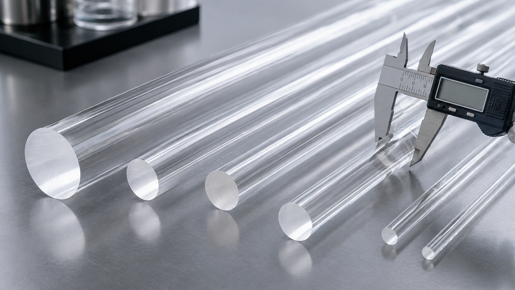 Kanger solid borosilicate glass rods measured for diameter and straightness