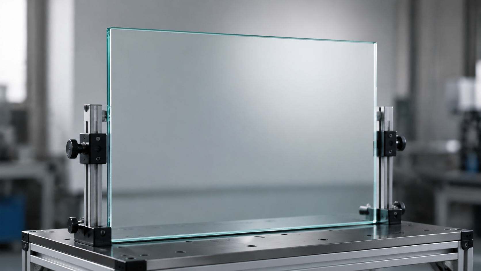 Kanger clear tempered glass panel on an inspection stand