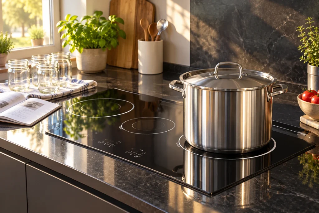 Canning on Glass Top Stove: Appliance Permission and Canner Checks — reference-based black glass-ceramic illustration