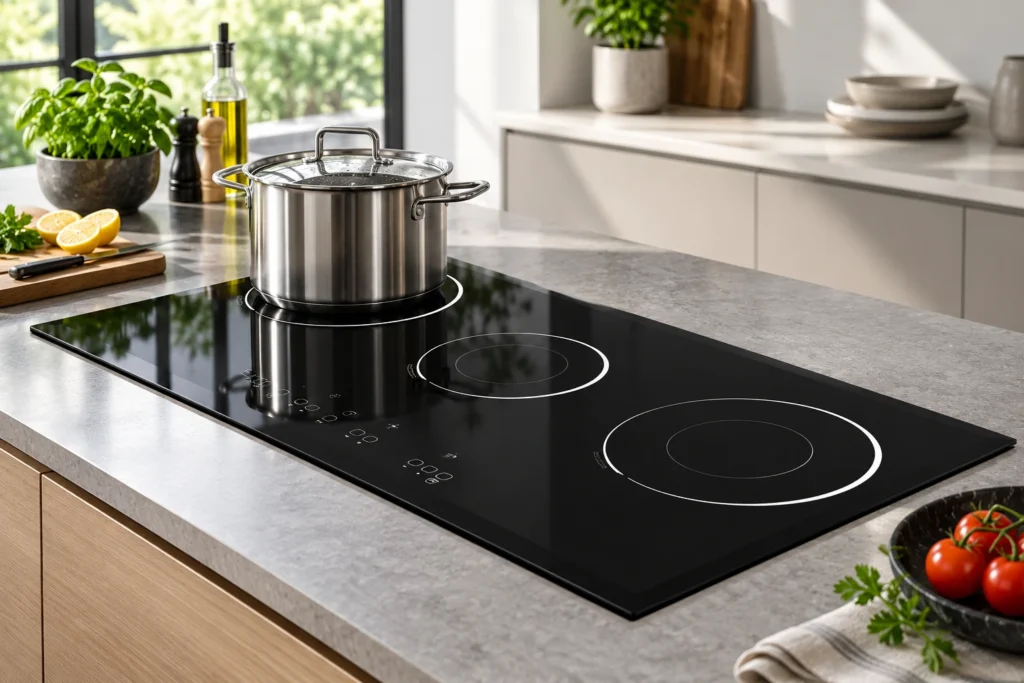 Glass Cooktop Weight Limit: Check the Appliance, Not a Generic Number — black glass-ceramic reference illustration