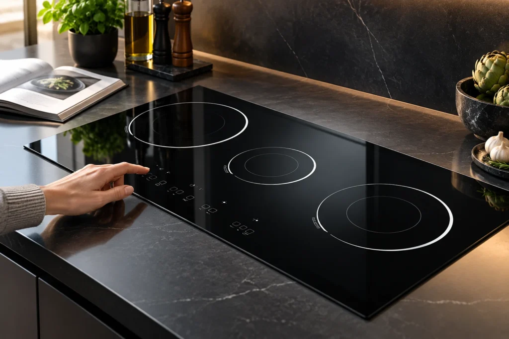 Induction Hob Child Lock: Identify the Lock Before Trying to Unlock It — reference-based black glass-ceramic illustration