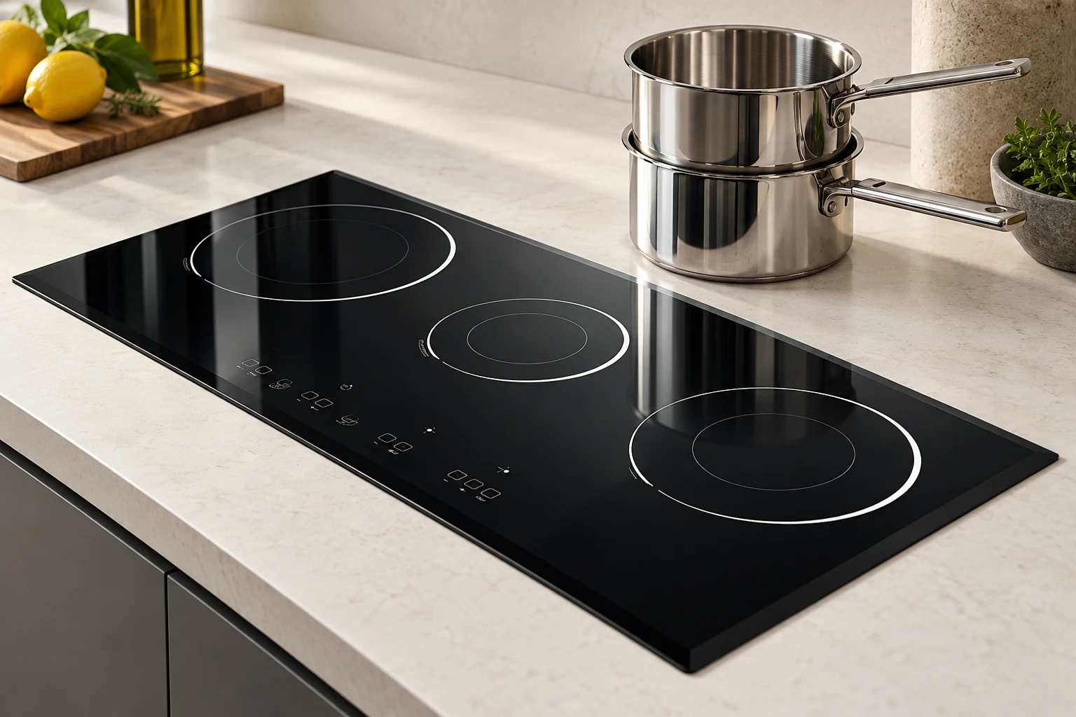 Cold double-boiler rim and nesting fit inspection beside the reference-based glass panel
