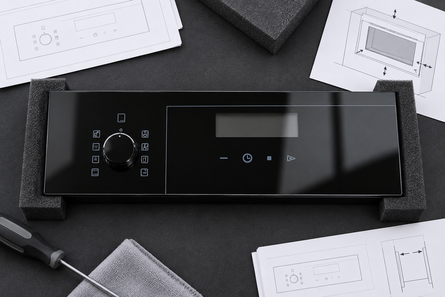 Drawing and functional-zone review for the finished appliance control glass
