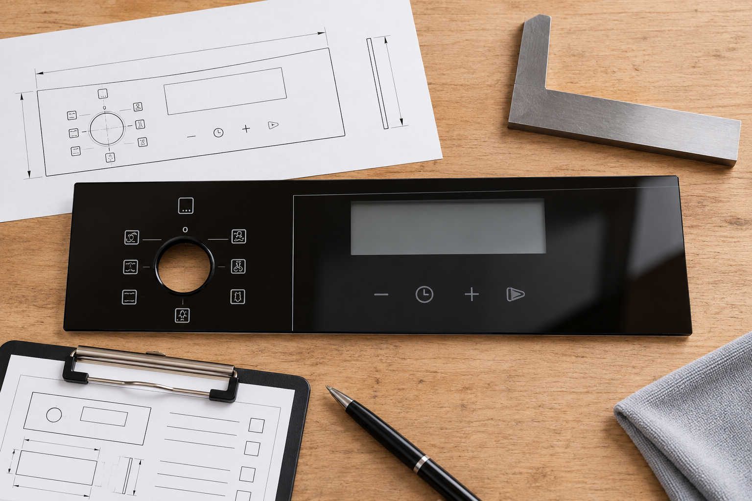 Drawing datums and rectangular outline reviewed before glass processing