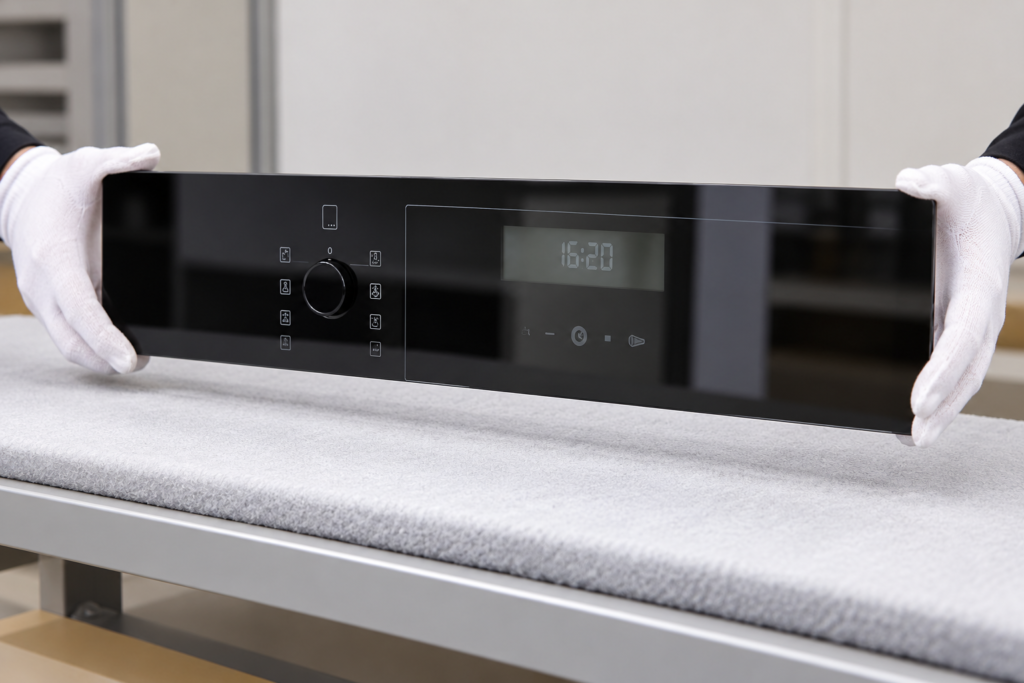 Full soft support beneath the finished black appliance control panel
