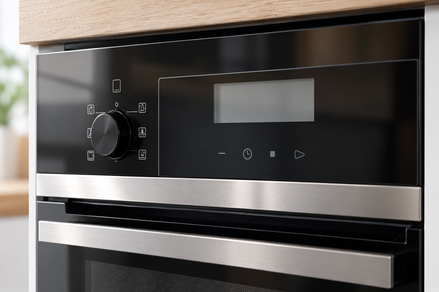 Finished black appliance fascia and metal trim interface