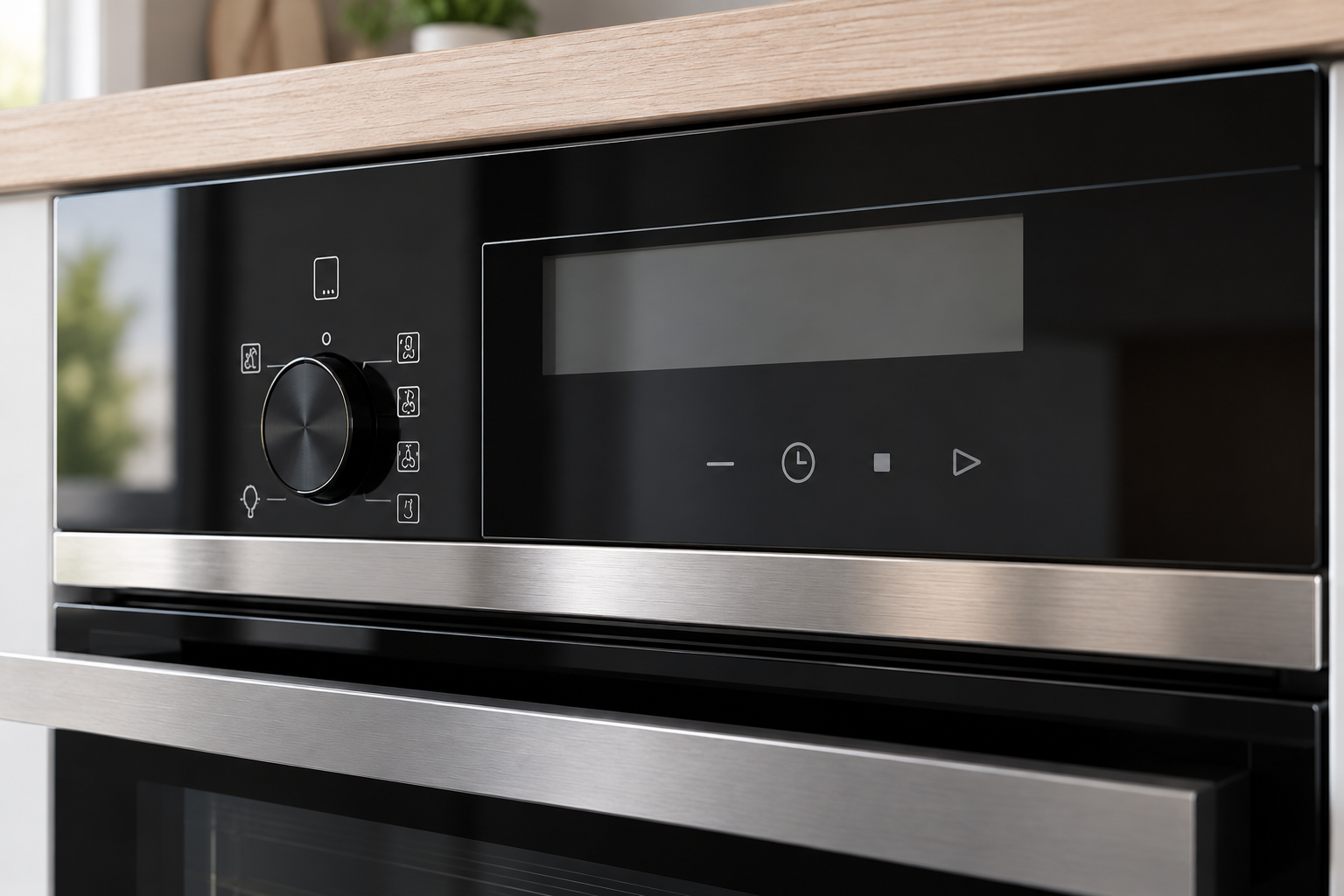 Finished black appliance fascia and metal trim interface
