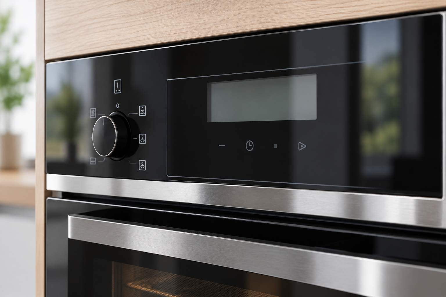 Finished black appliance fascia and metal trim interface