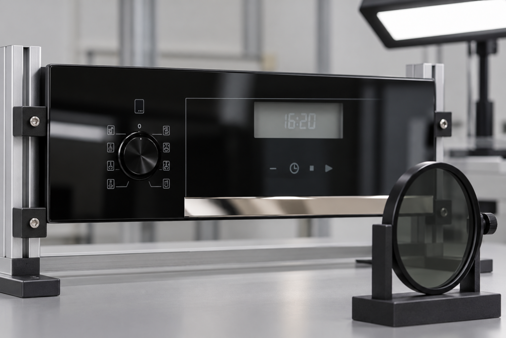 Anisotropy in Tempered Glass: Appliance Panel Inspection — reference-based appliance glass illustration
