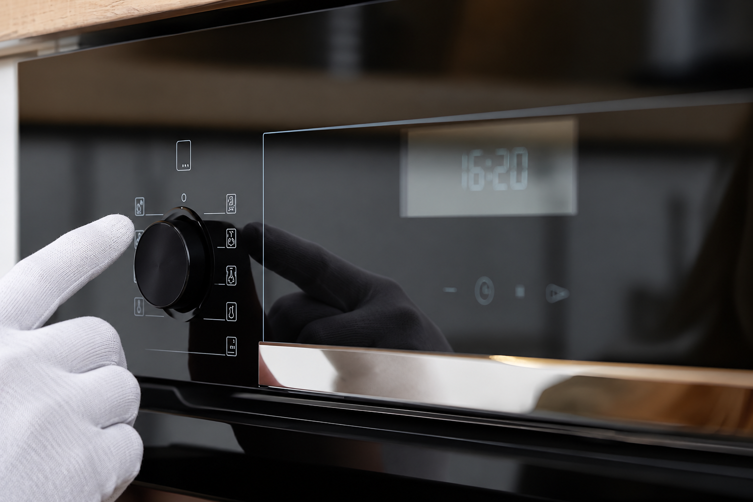 Review of the pale printed control region on black appliance-control glass