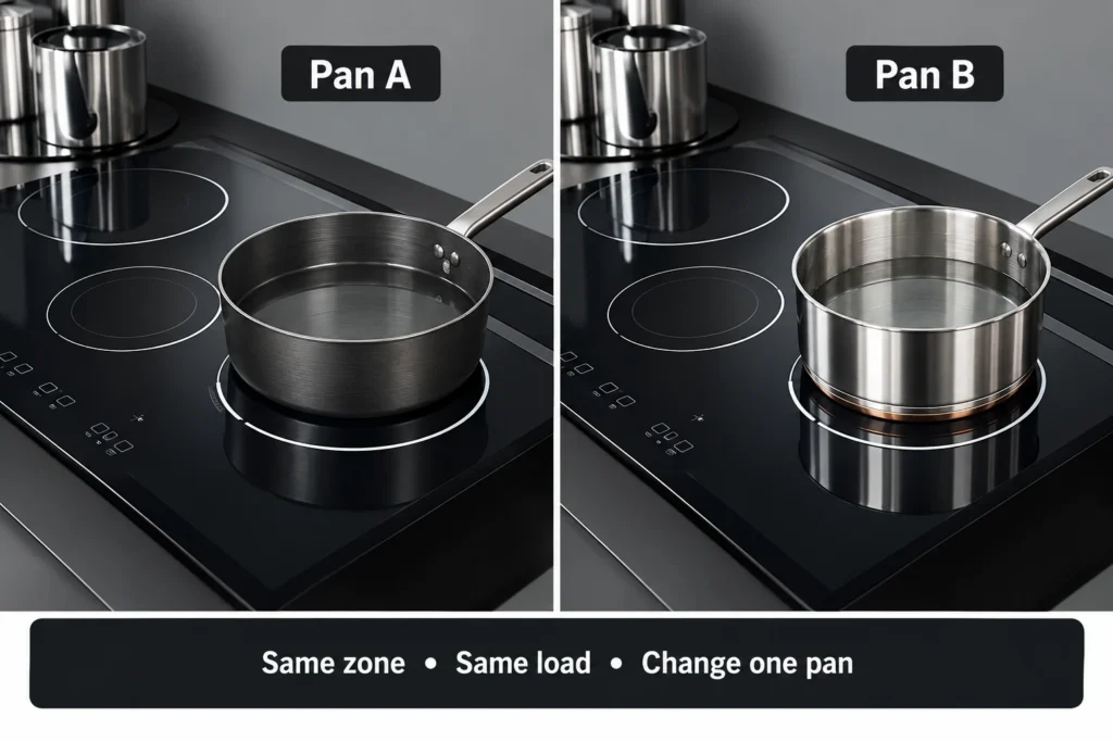 Controlled same-zone, same-load comparison with Pan A and Pan B